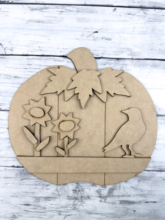 Plank Pumpkin Crow Flowers DIY Kit