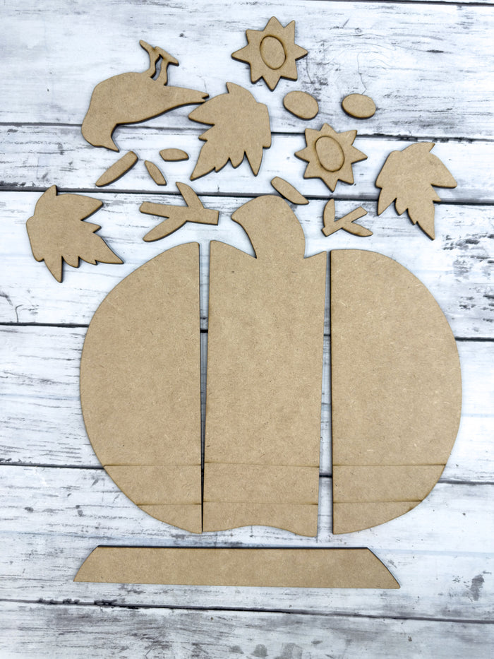 Plank Pumpkin Crow Flowers DIY Kit