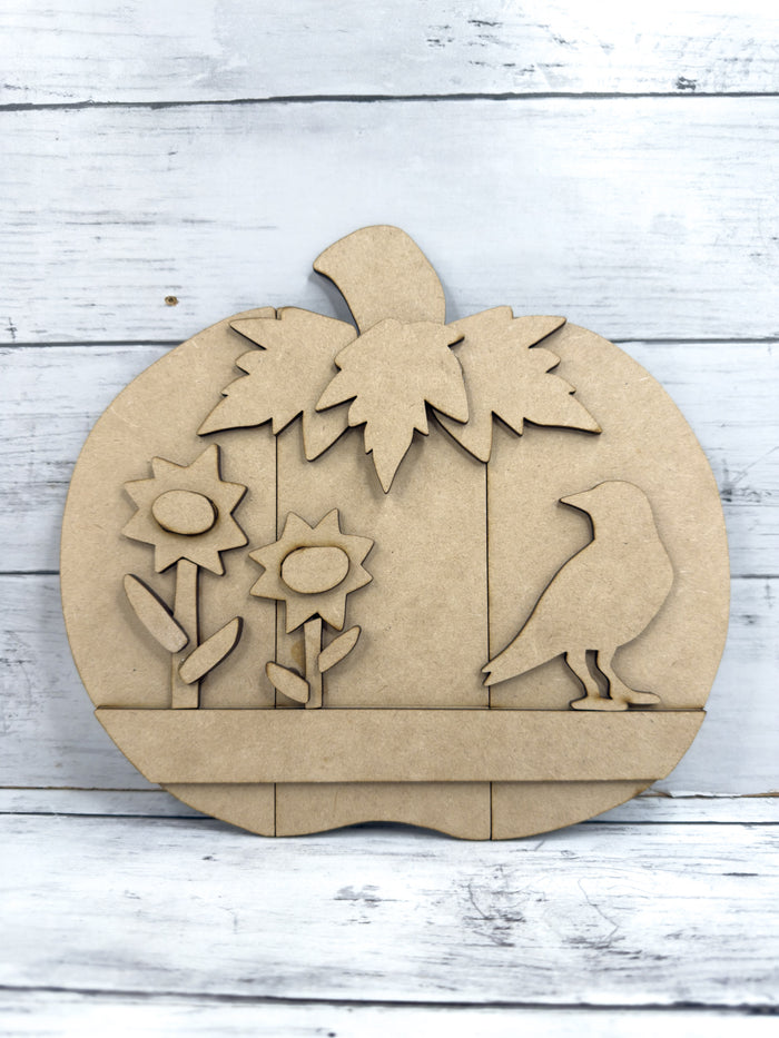 Plank Pumpkin Crow Flowers DIY Kit