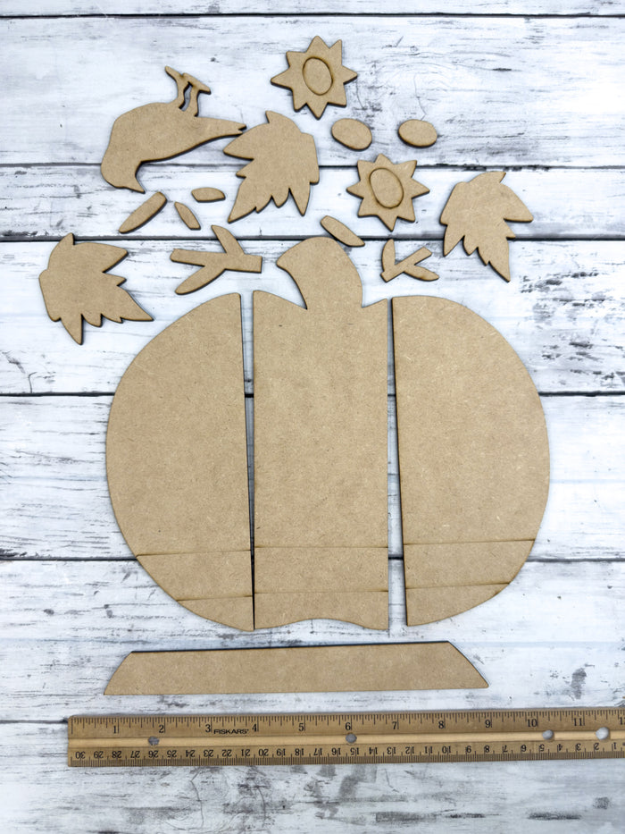 Plank Pumpkin Crow Flowers DIY Kit