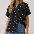 POLKA DOT BUBBLE SLEEVE BLOUSE - 45780T