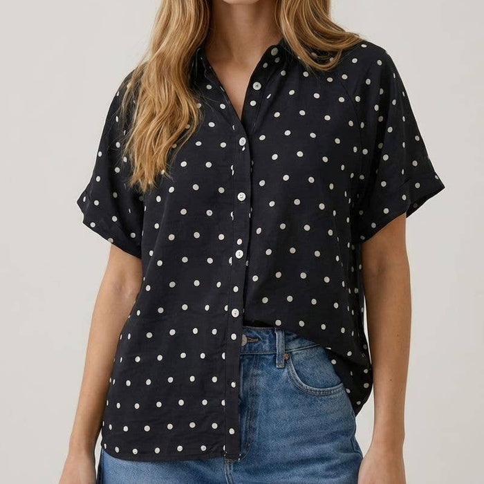 POLKA DOT BUBBLE SLEEVE BLOUSE - 45780T