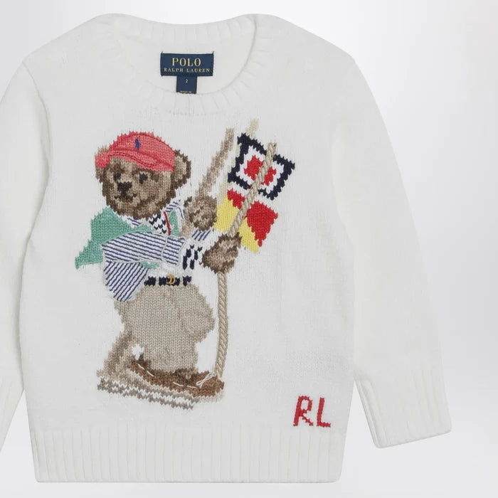 Polo Ralph Lauren - White cotton sweater with Polo Bear Brand Shirts & Tops