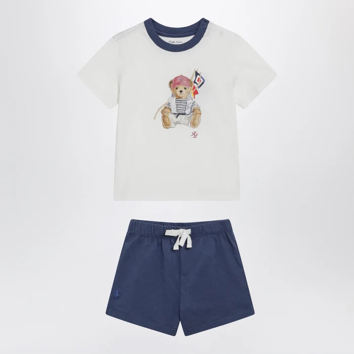 Polo Ralph Lauren - White/blue Polo Bear two-piece set
