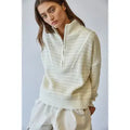 Preppy Half Zip Striped Sweater