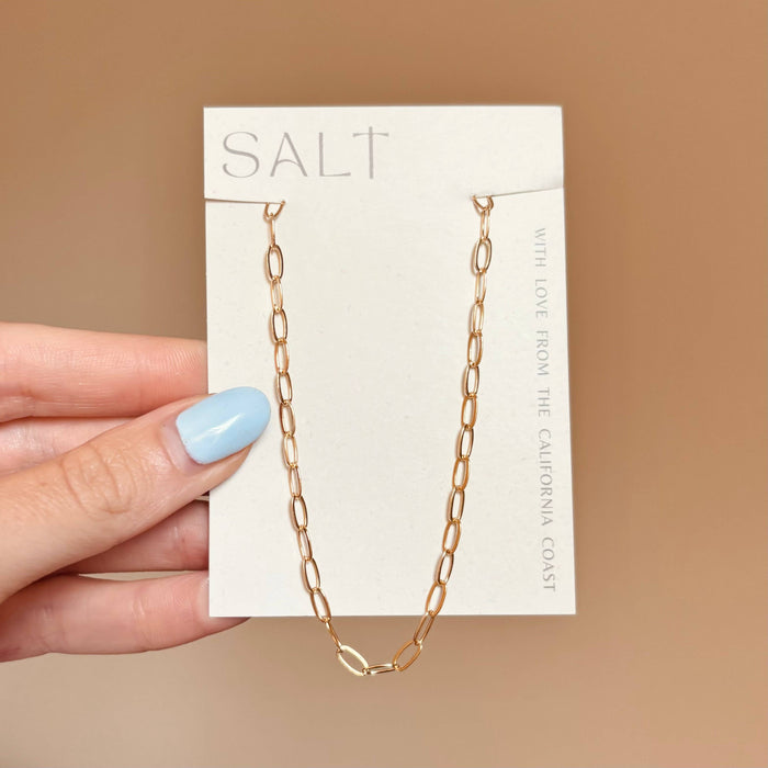 RECTANGLE BOX CHAIN | 18k gold paperclip chain