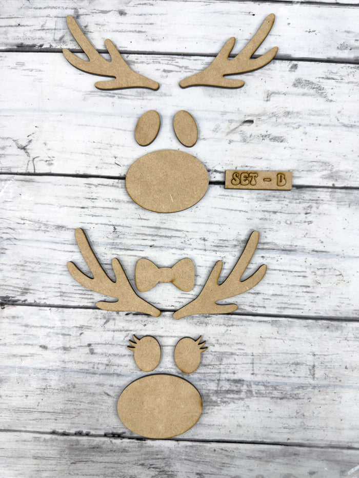 Reindeer Set B faces ONLY blank pieces
