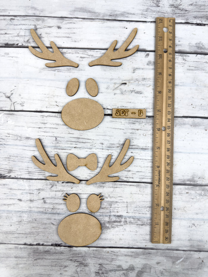 Reindeer Set B faces ONLY blank pieces