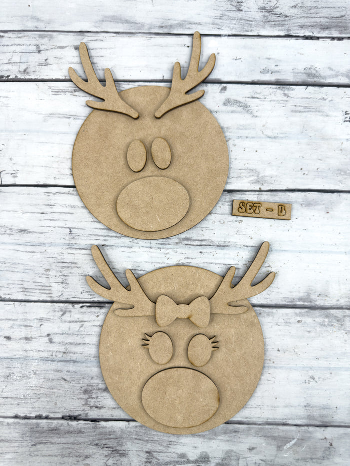 Reindeer Set B faces ONLY blank pieces