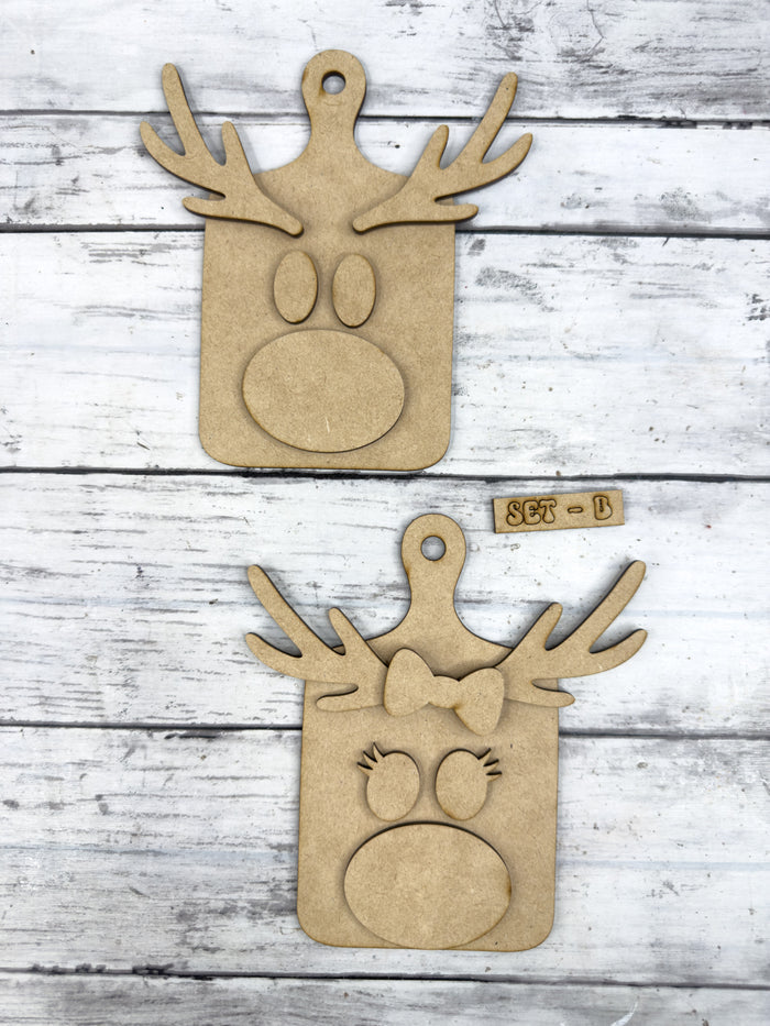 Reindeer Set B faces ONLY blank pieces
