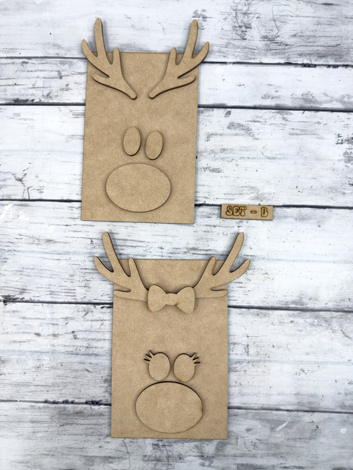 Reindeer Set B faces ONLY blank pieces