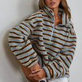 Relaxed Sherpa Striped Half Zip Pullover