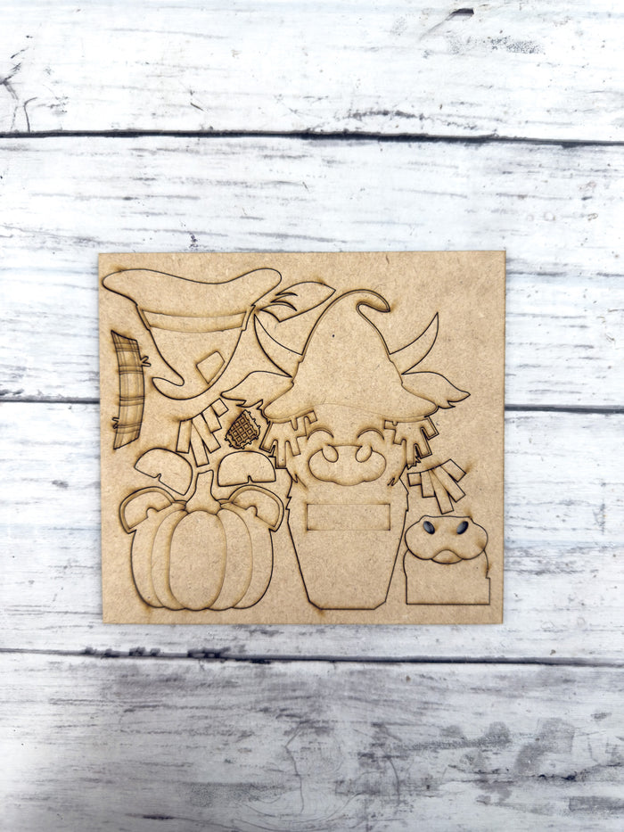 Scarecrow Highland Cow and Pumpkin Hugger Kit
