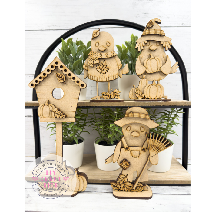 Set of Fall Birdies and Birdhouse DIY Craft Kit