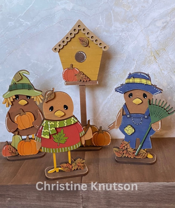 Set of Fall Birdies and Birdhouse DIY Craft Kit