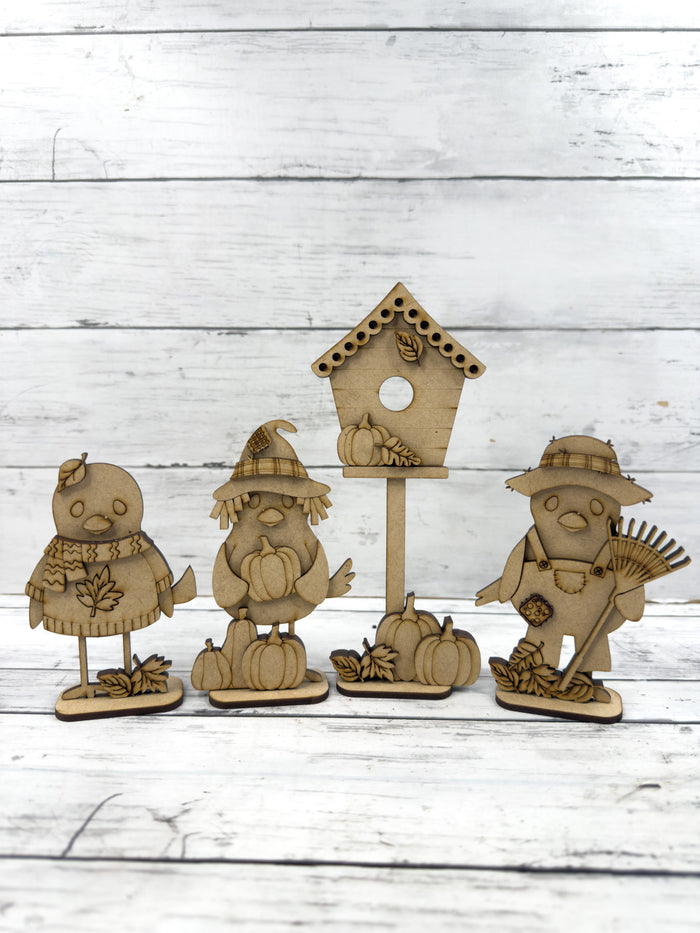 Set of Fall Birdies and Birdhouse DIY Craft Kit