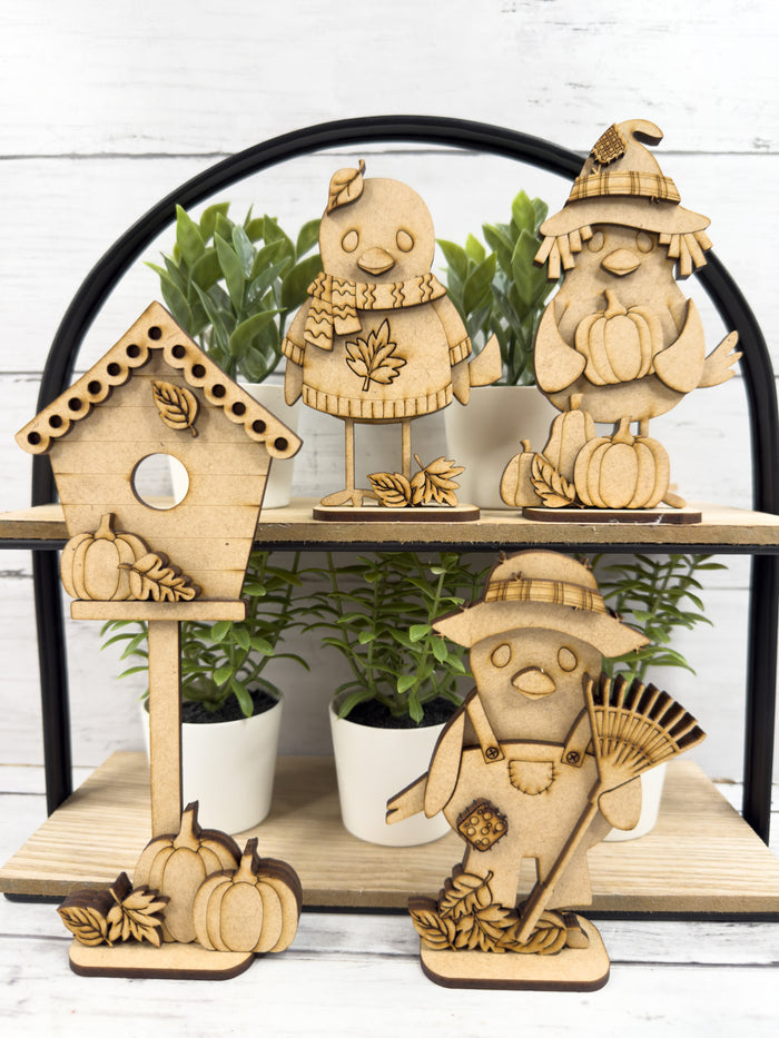 Set of Fall Birdies and Birdhouse DIY Craft Kit