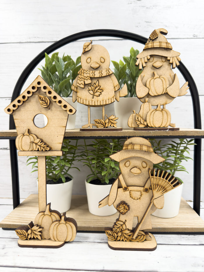 Set of Fall Birdies and Birdhouse DIY Craft Kit