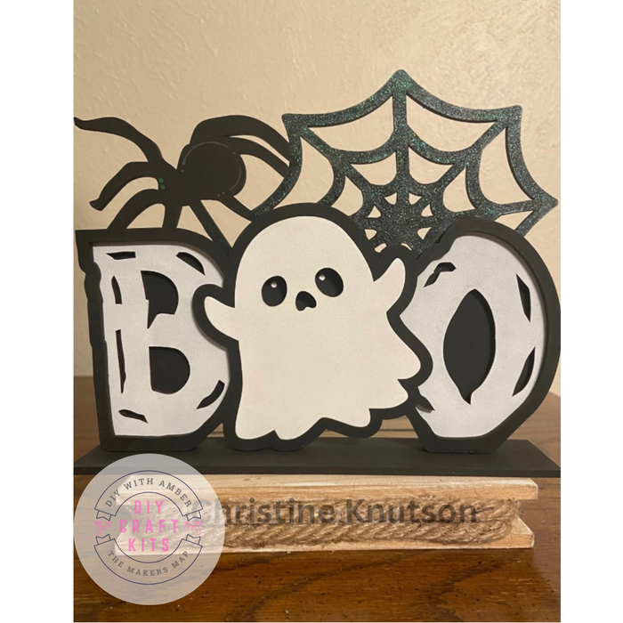 Spider Boo Ghost Shelf Sitter Sign DIY Kit