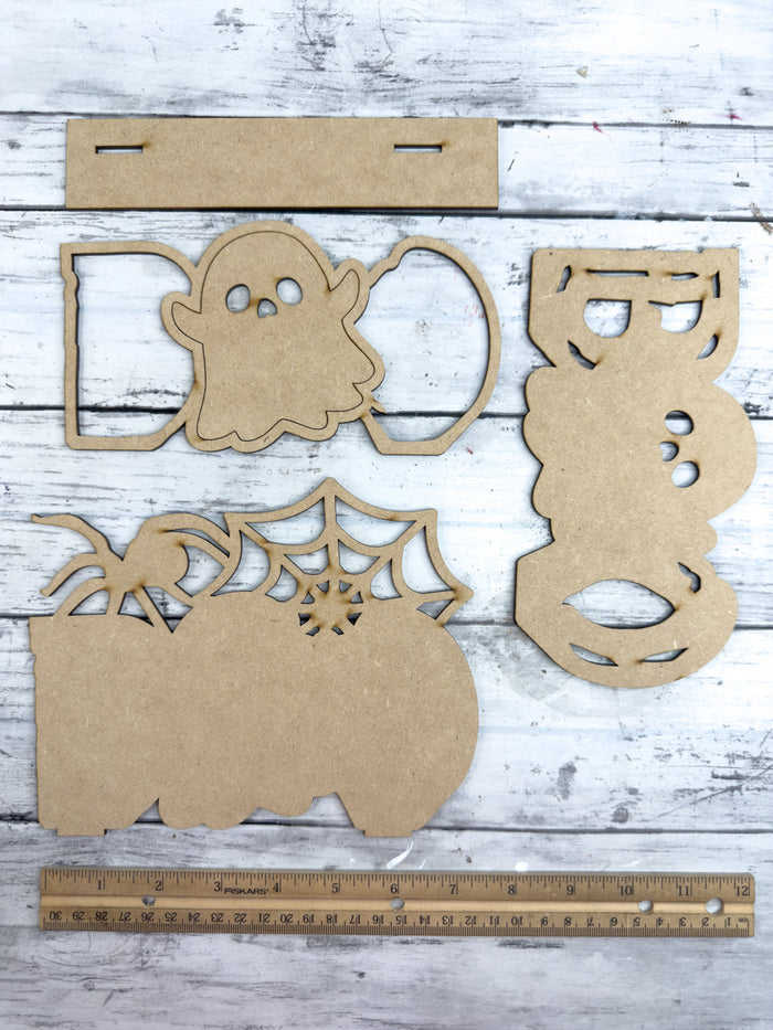 Spider Boo Ghost Shelf Sitter Sign DIY Kit