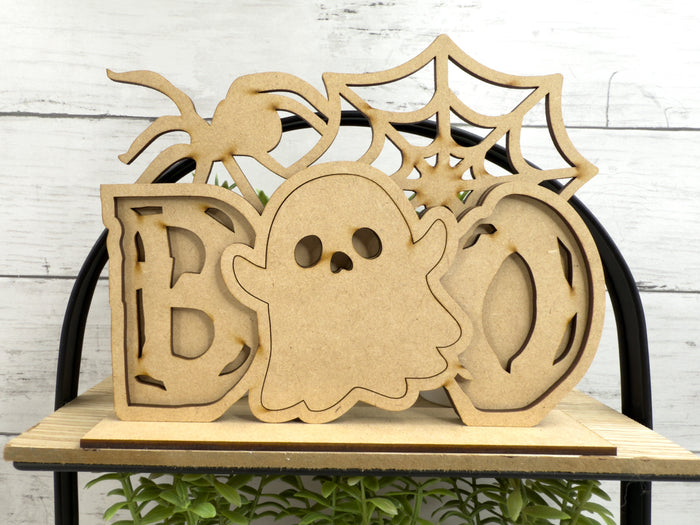 Spider Boo Ghost Shelf Sitter Sign DIY Kit