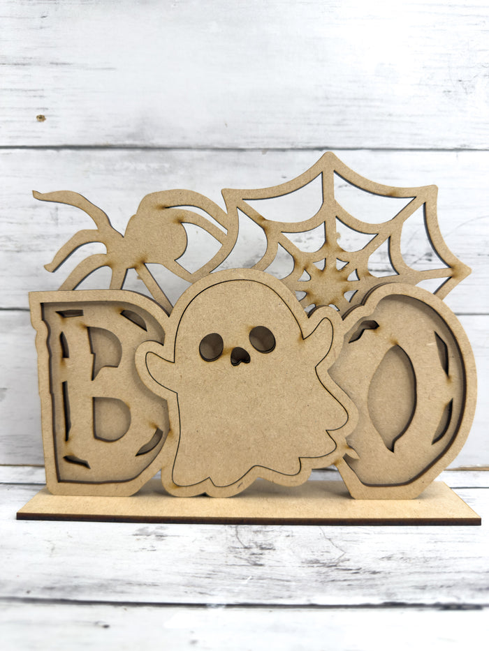 Spider Boo Ghost Shelf Sitter Sign DIY Kit