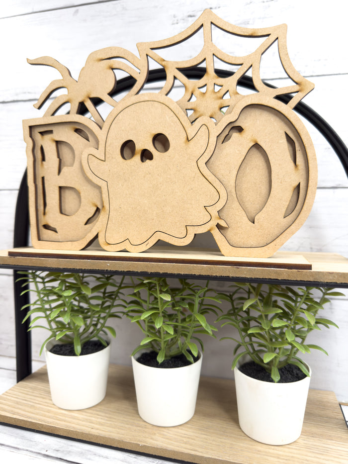 Spider Boo Ghost Shelf Sitter Sign DIY Kit