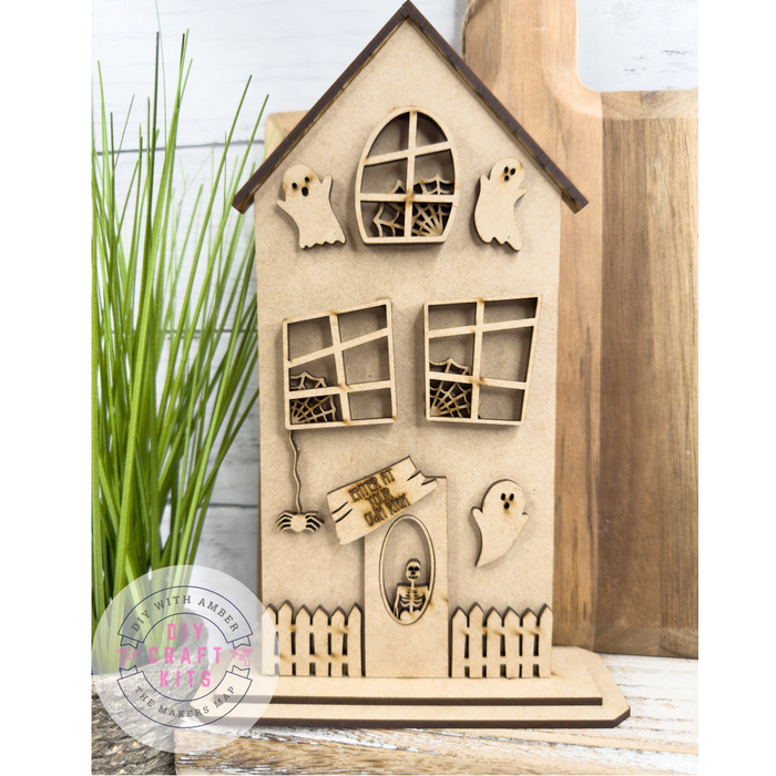 SPOOKY Haunted House with ghosts Sitter Halloween DIY Kit