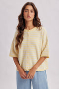 STRIPE SHORT SLEEVE CARDIGAN
