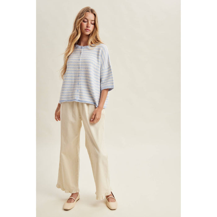 STRIPE SHORT SLEEVE CARDIGAN