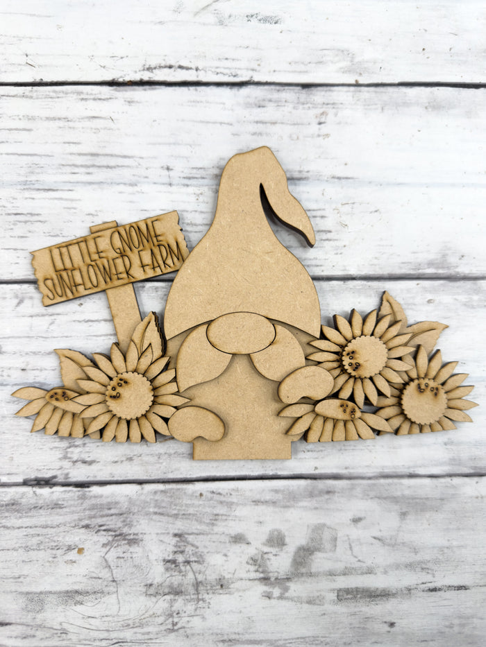 Sunflower Gnome tab Insert for Interchangeable bases DIY Craft Kit