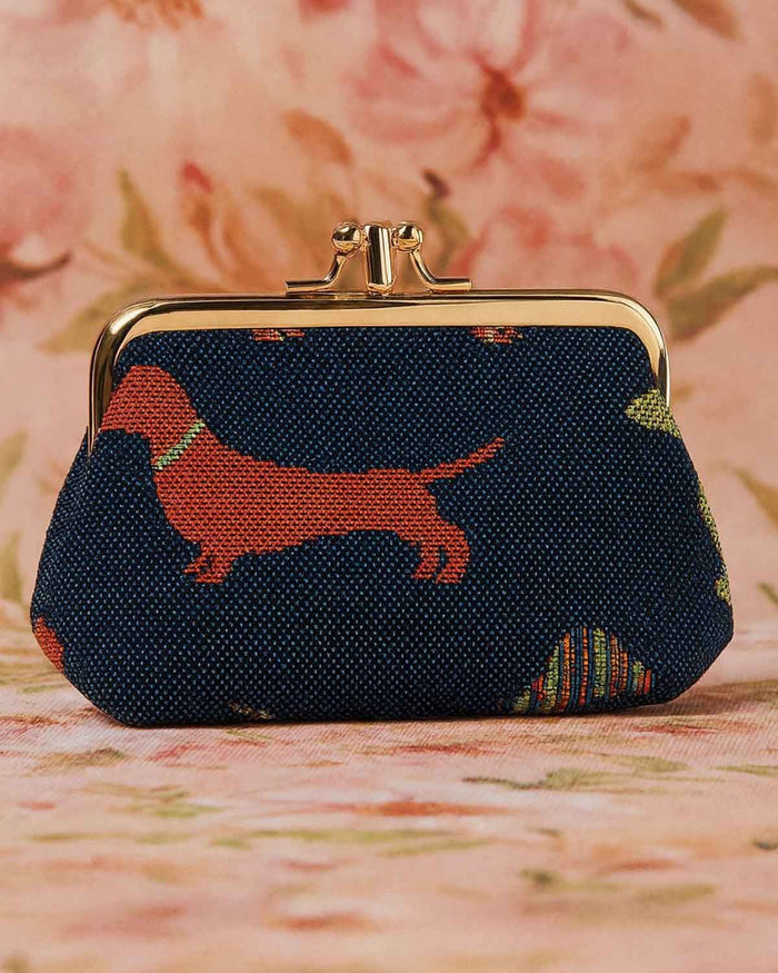 Tapestry Pocket Kiss Lock Coin Purse - Dachshund - Country Collection