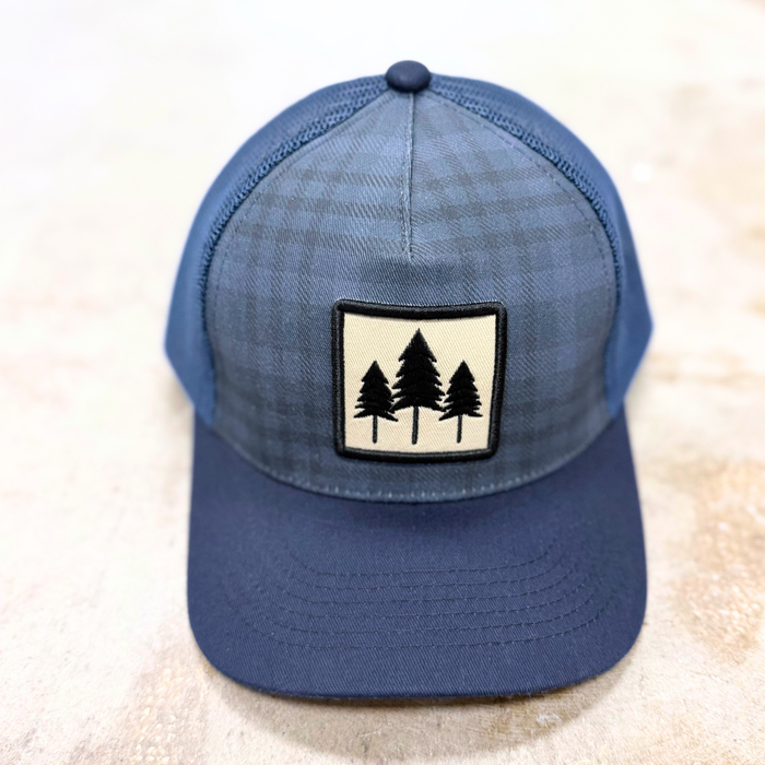 Three Tree Patch Trucker- Plaid/Blue