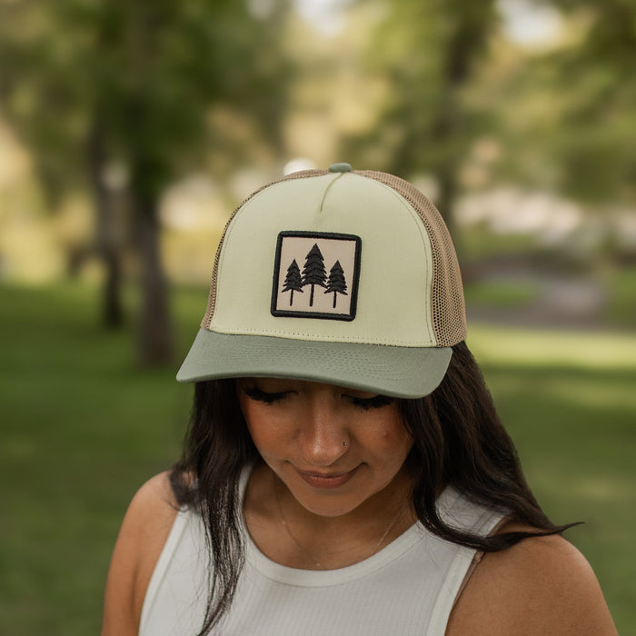 Three Tree Tri Tone Trucker- Butter/Sage