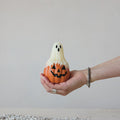 Unscented Ghost on Top of Jack-O-Lantern Shaped Candle