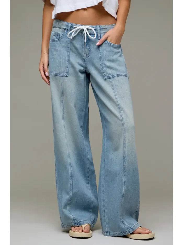 Vintage Super Soft Drawstring Mid Rise Wide Leg