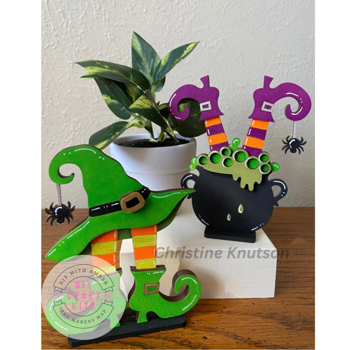 Witch legs Sitter Pair Halloween Cauldron Hat DIY Kit