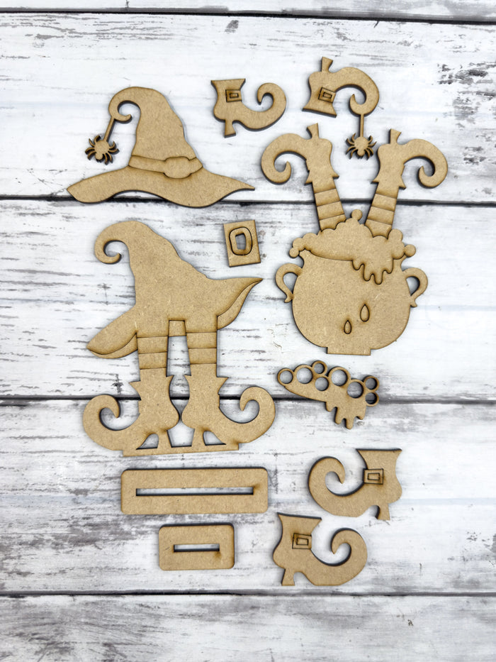 Witch legs Sitter Pair Halloween Cauldron Hat DIY Kit