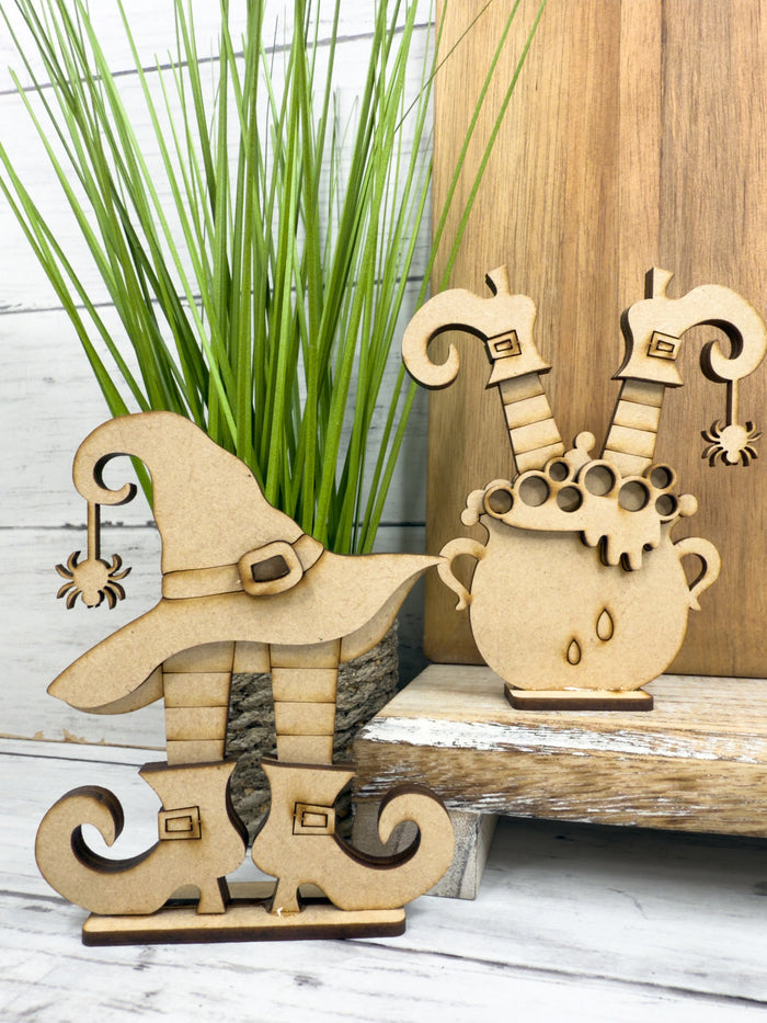 Witch legs Sitter Pair Halloween Cauldron Hat DIY Kit