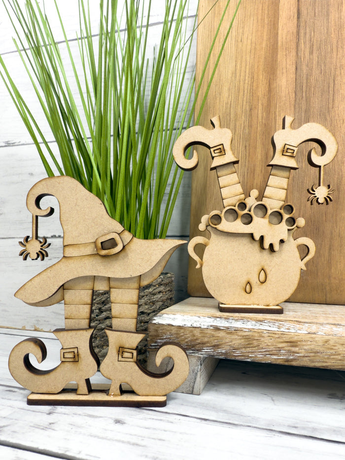 Witch legs Sitter Pair Halloween Cauldron Hat DIY Kit